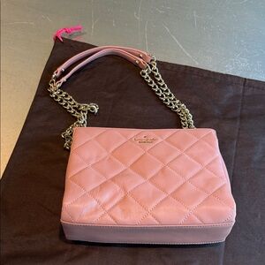Kate Spade Blush Quilted Shoulder Bag with Chain Strap